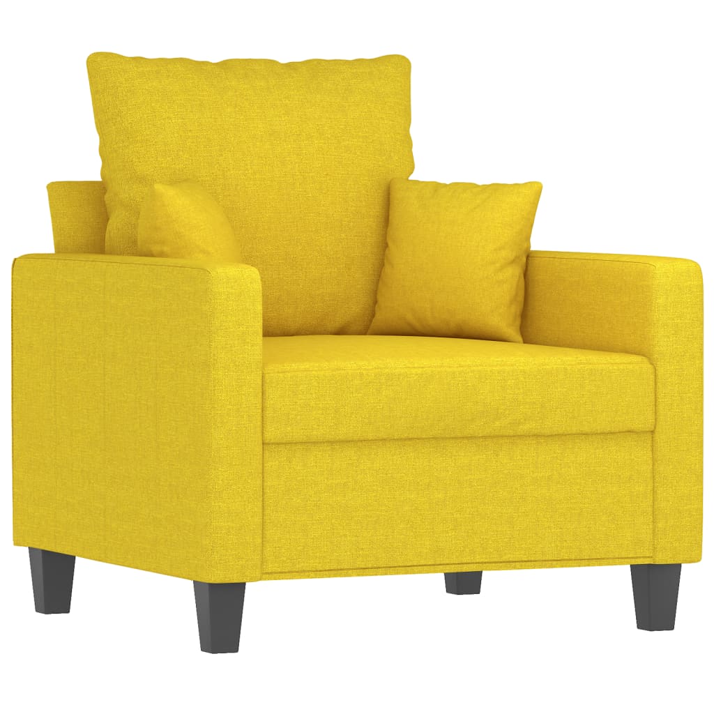 vidaXL Sillón con taburete tela amarillo claro 60 cm