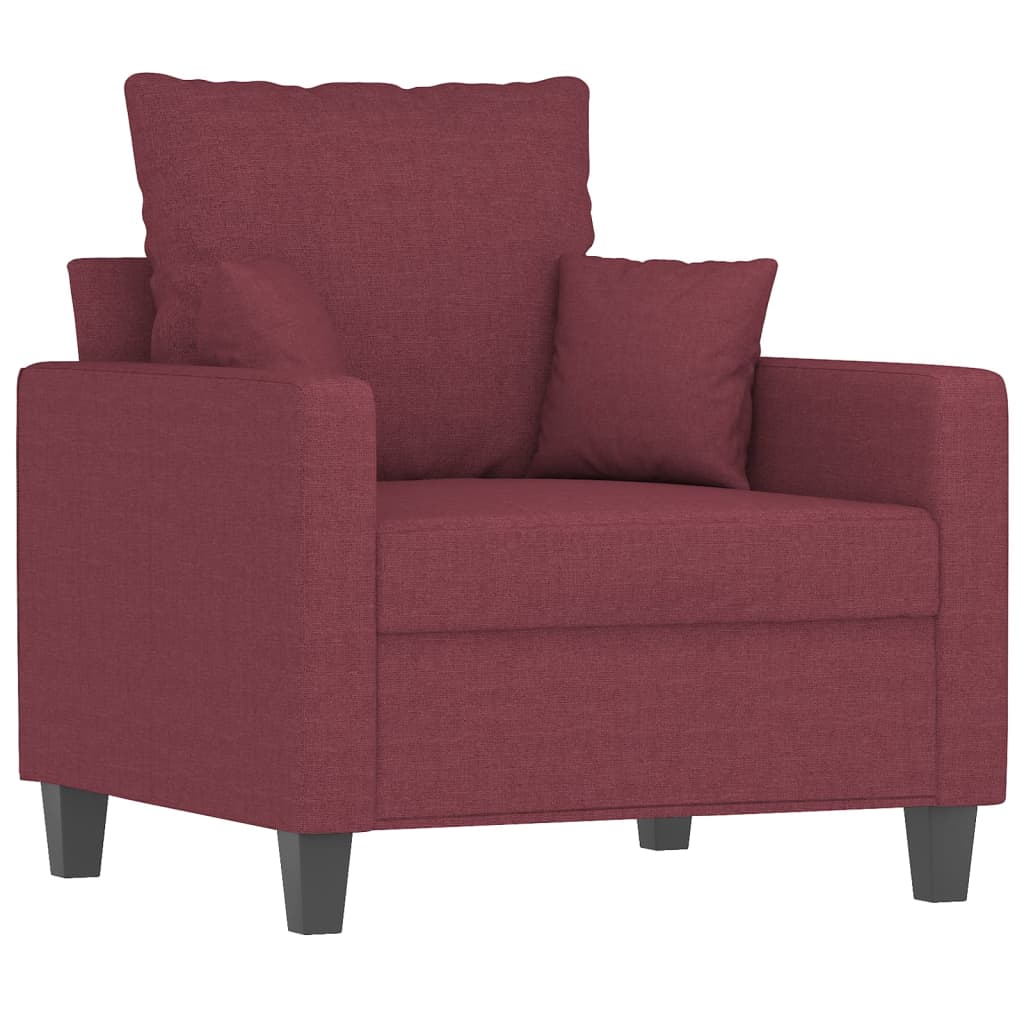 vidaXL Sillón con taburete tela rojo tinto 60 cm