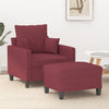 vidaXL Sillón con taburete tela rojo tinto 60 cm