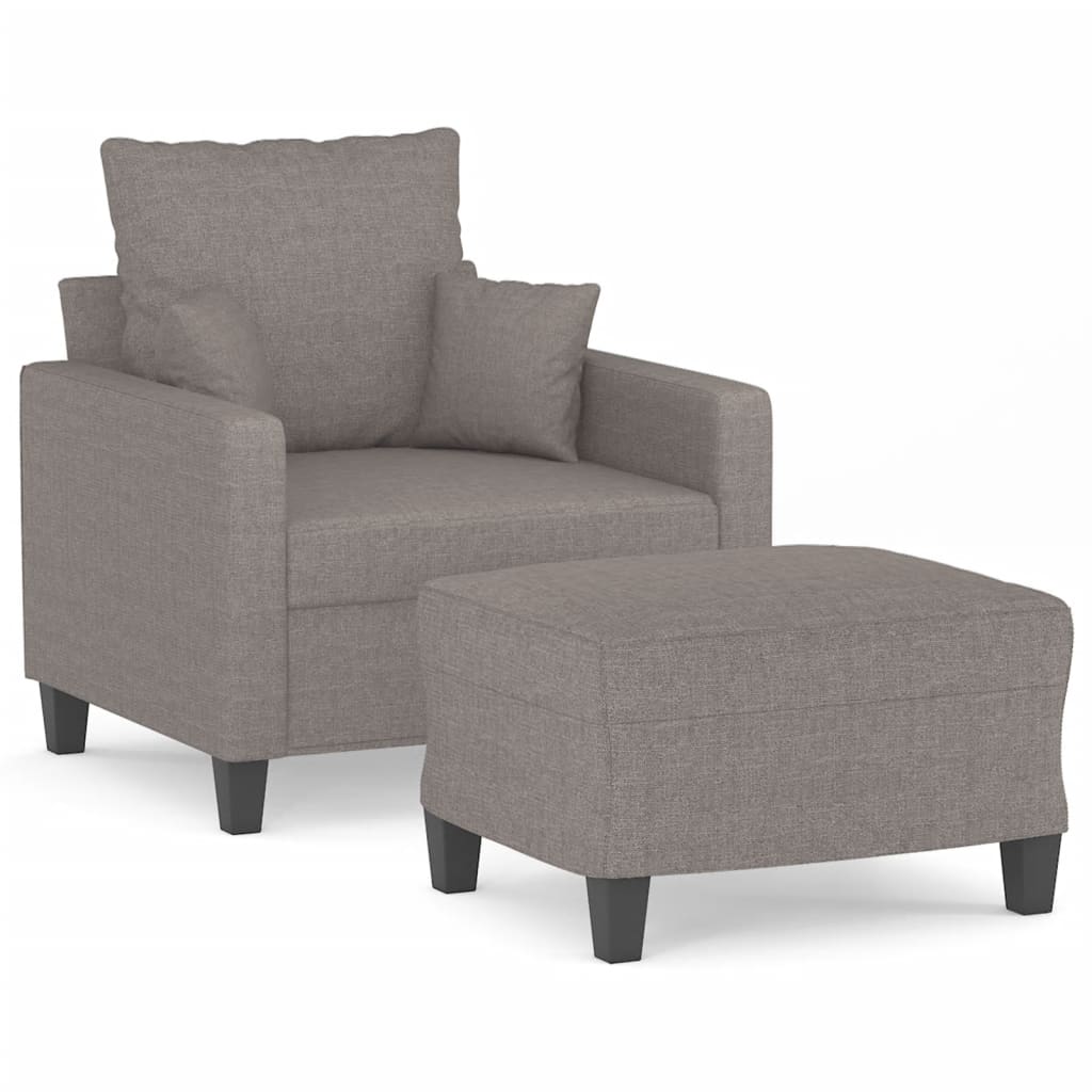 vidaXL Sillón con taburete tela gris taupe 60 cm