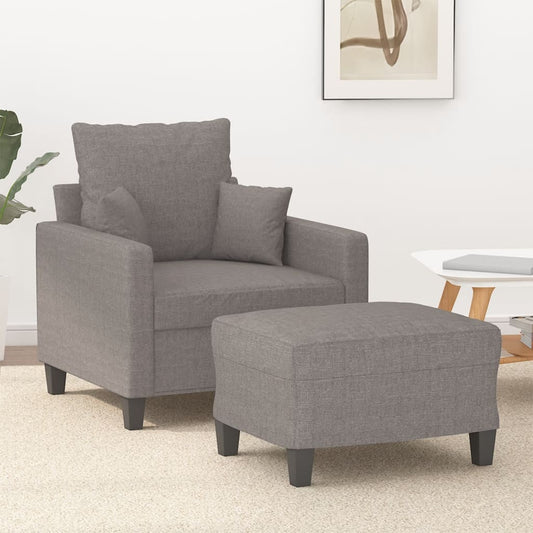 vidaXL Sillón con taburete tela gris taupe 60 cm