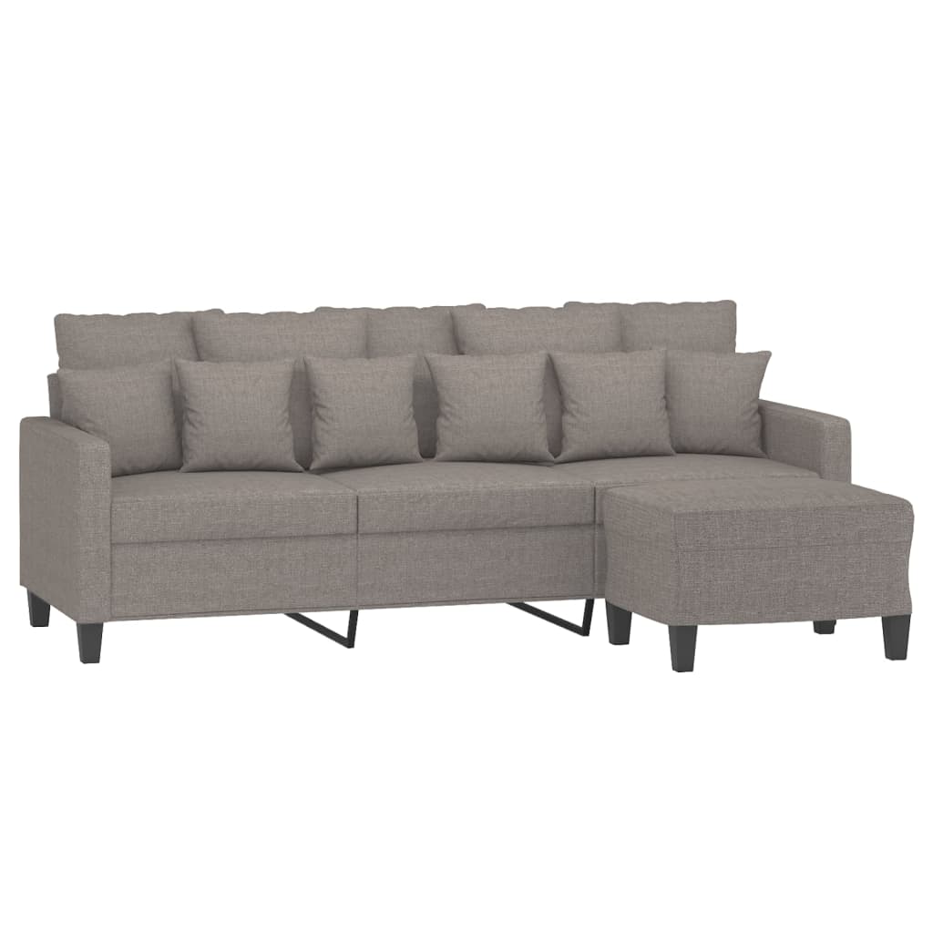 vidaXL Sofá de 3 plazas con taburete de tela gris taupe 180 cm