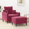 vidaXL Sillón con taburete terciopelo rojo tinto 60 cm