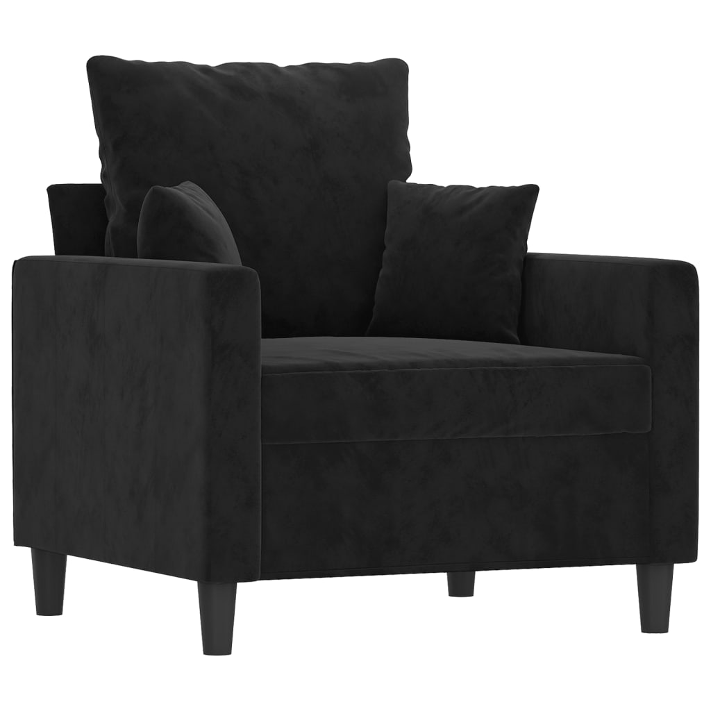 vidaXL Sillón con taburete terciopelo negro 60 cm