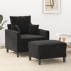 vidaXL Sillón con taburete terciopelo negro 60 cm