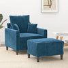 vidaXL Sillón con taburete terciopelo azul 60 cm