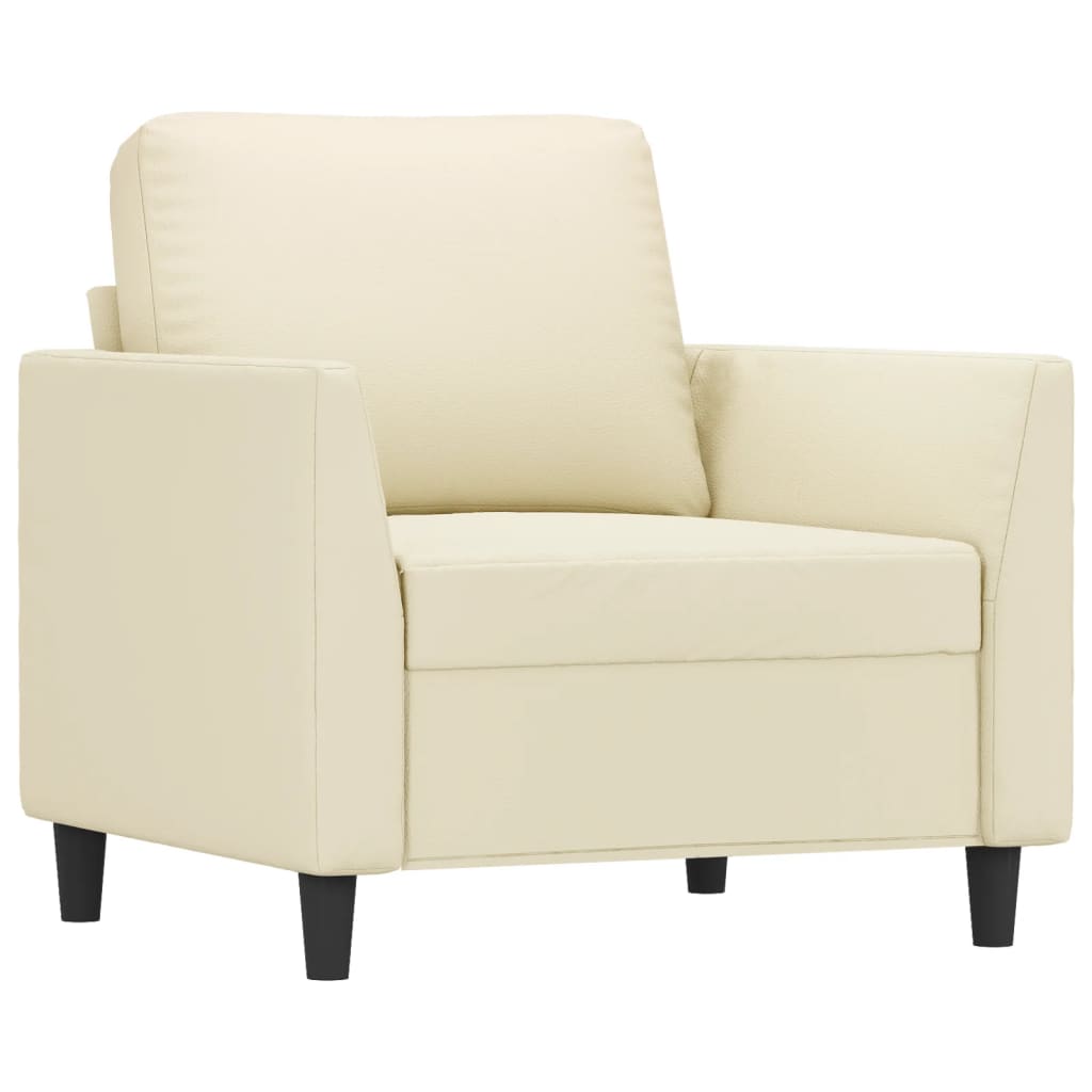 vidaXL Sillón con taburete cuero sintético color crema 60 cm