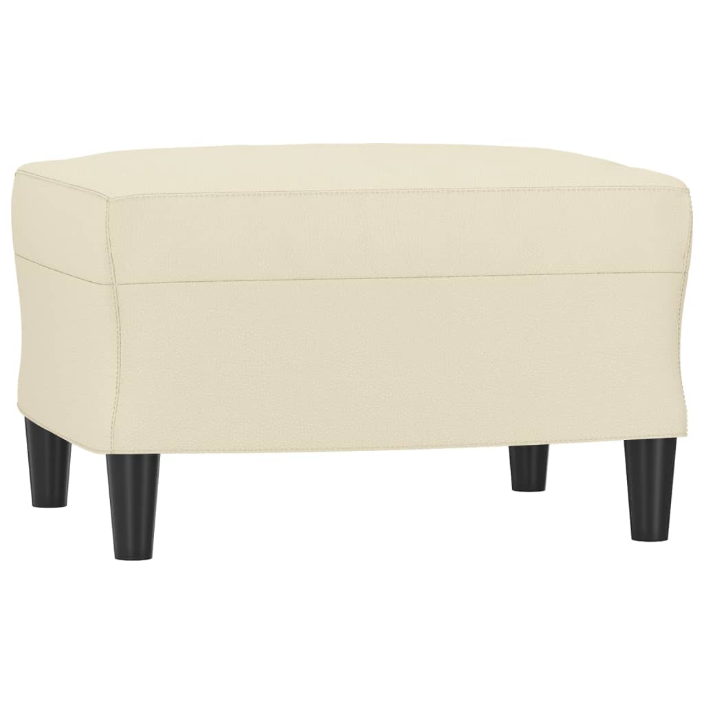 vidaXL Sillón con taburete cuero sintético color crema 60 cm