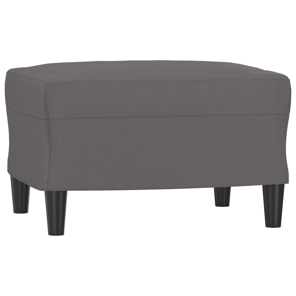 vidaXL Sillón con taburete cuero sintético gris 60 cm