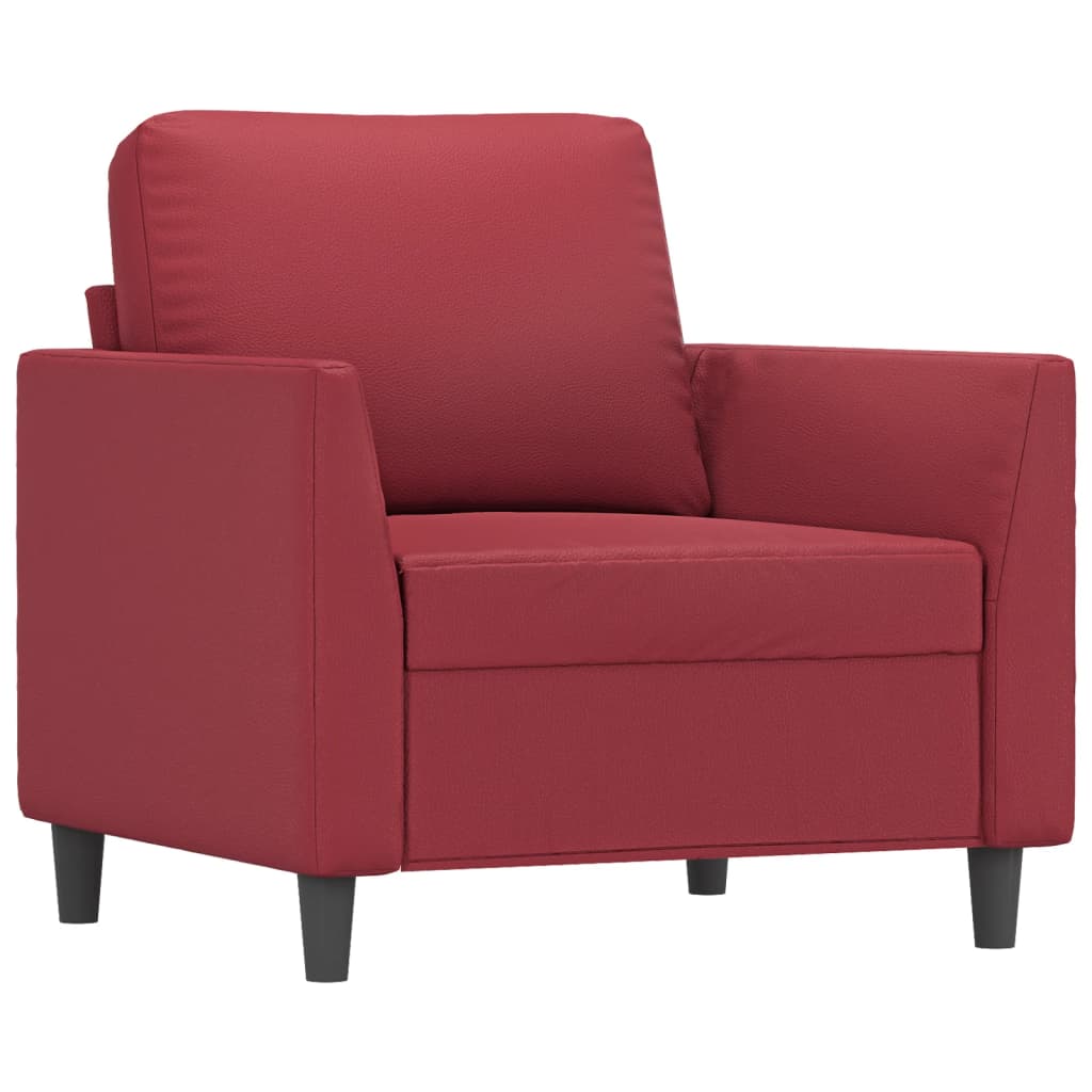 vidaXL Sillón con taburete cuero sintético rojo tinto 60 cm