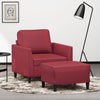 vidaXL Sillón con taburete cuero sintético rojo tinto 60 cm