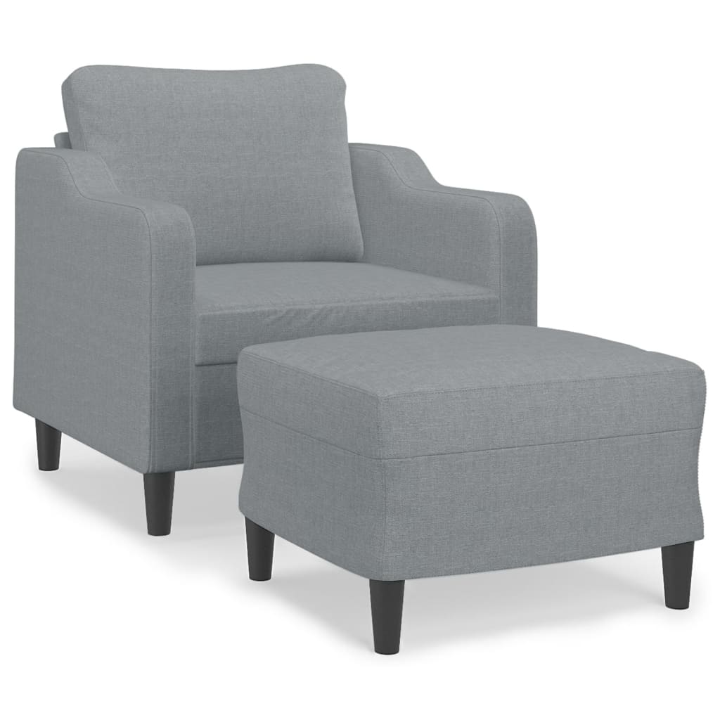 vidaXL Sillón con taburete tela gris claro 60 cm