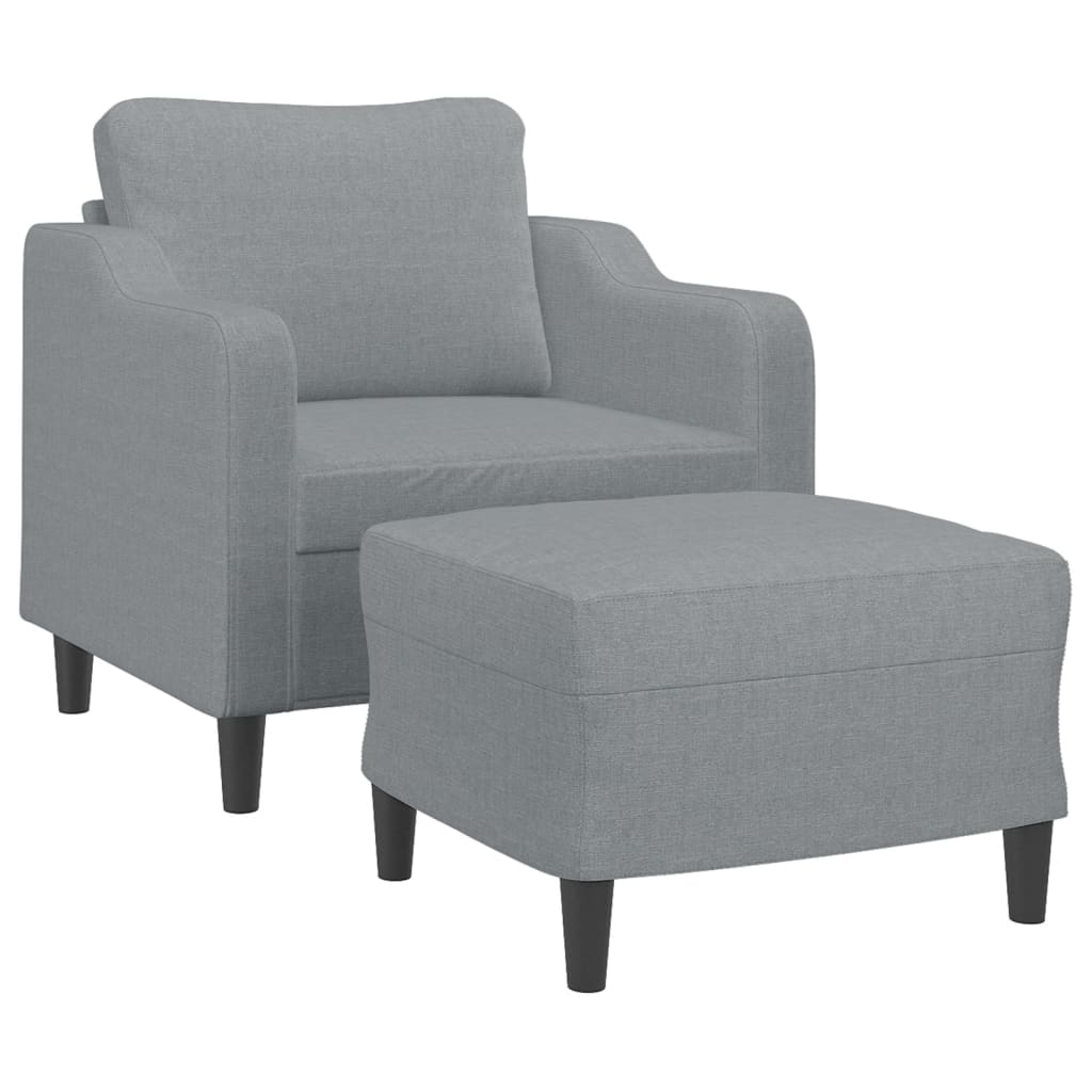 vidaXL Sillón con taburete tela gris claro 60 cm