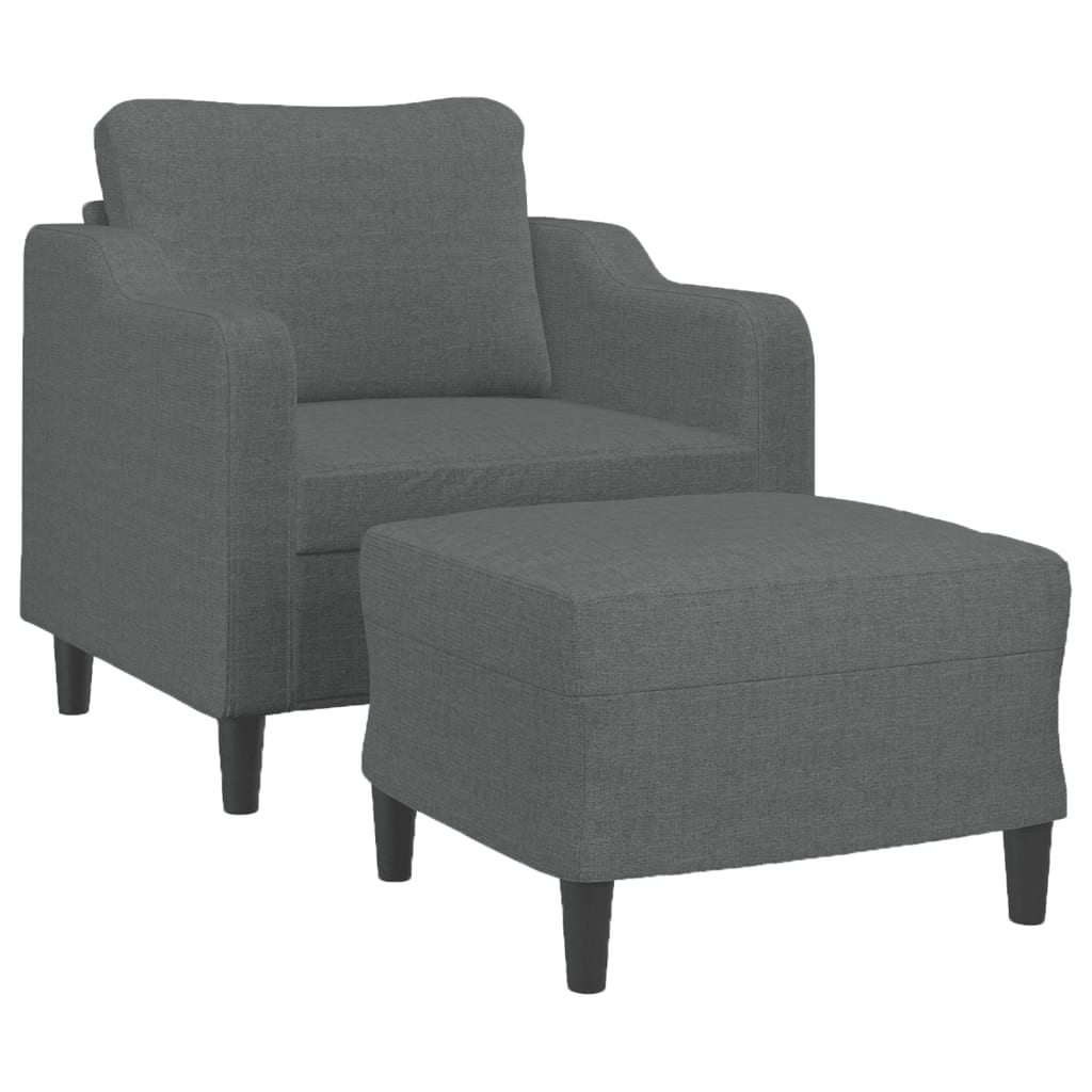 vidaXL Sillón con taburete tela gris oscuro 60 cm