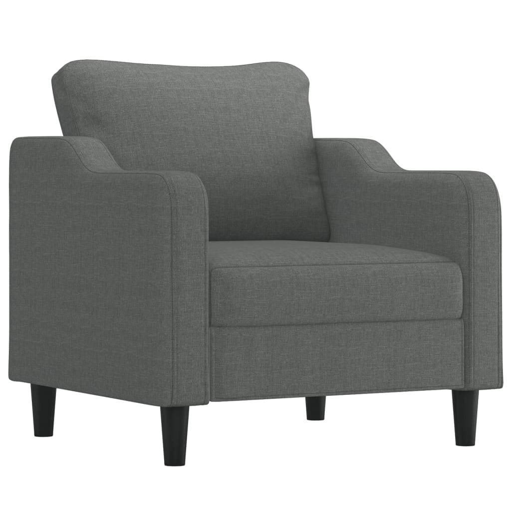 vidaXL Sillón con taburete tela gris oscuro 60 cm