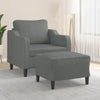 vidaXL Sillón con taburete tela gris oscuro 60 cm