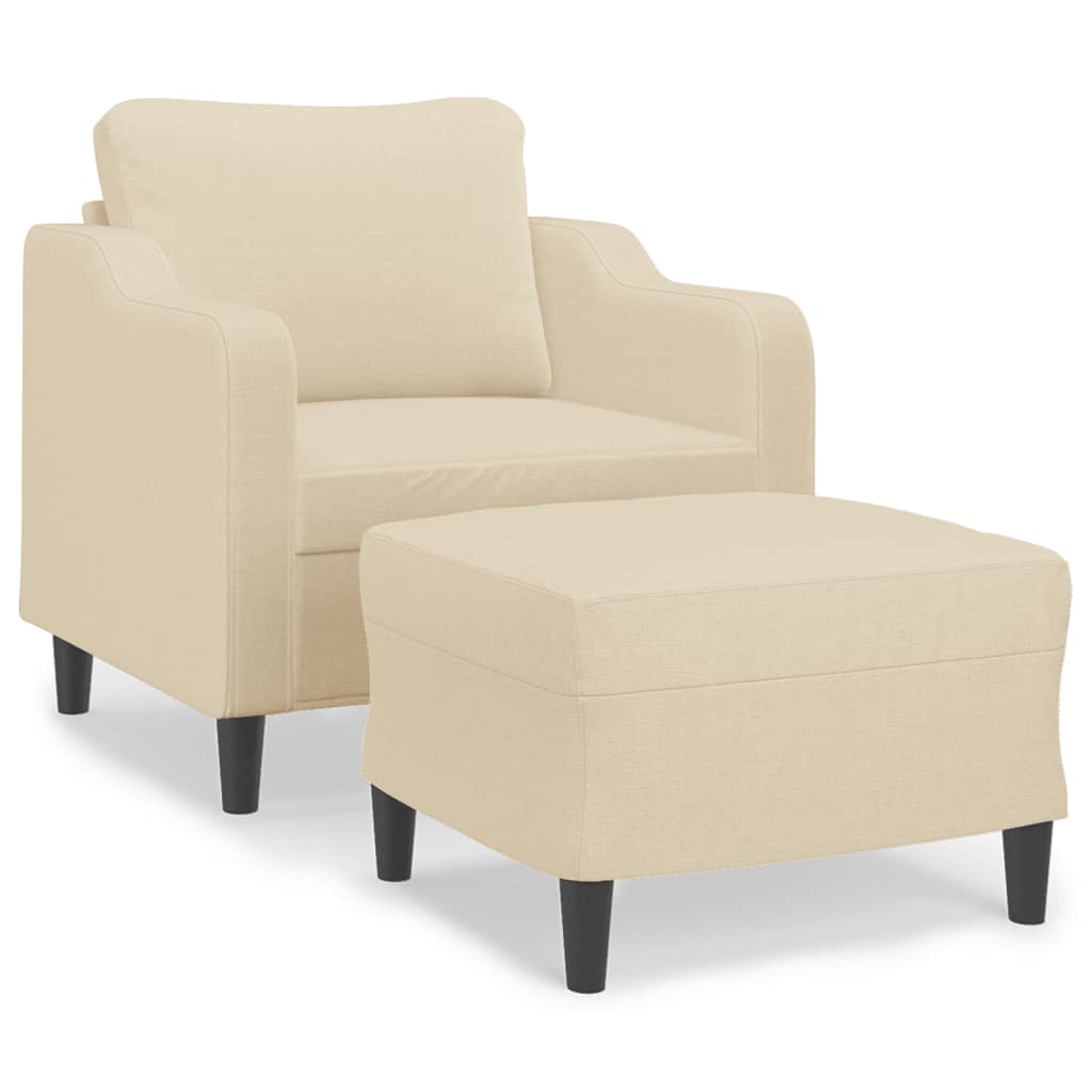 vidaXL Sillón con taburete tela crema 60 cm