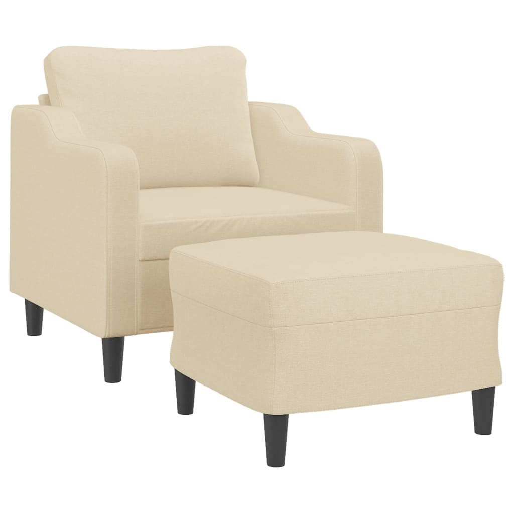 vidaXL Sillón con taburete tela crema 60 cm