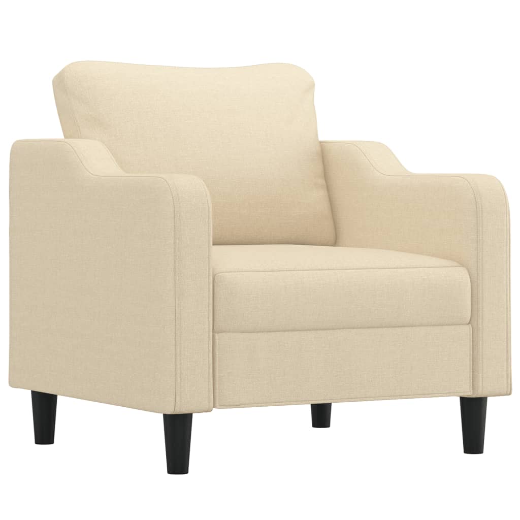 vidaXL Sillón con taburete tela crema 60 cm