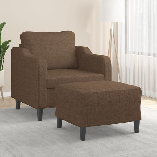 vidaXL Sillón con taburete tela marrón 60 cm