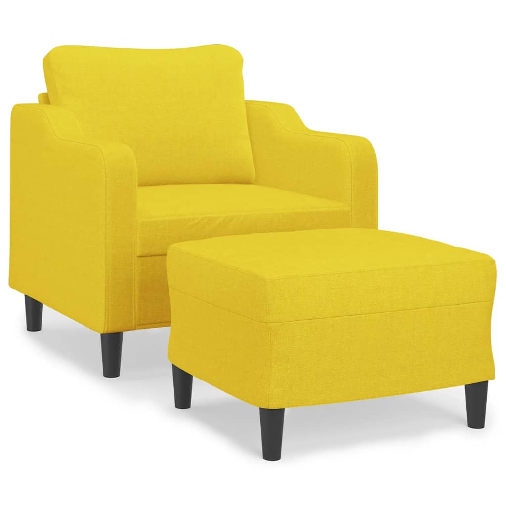 vidaXL Sillón con taburete tela amarillo claro 60 cm