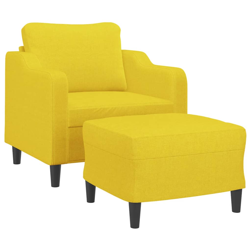 vidaXL Sillón con taburete tela amarillo claro 60 cm