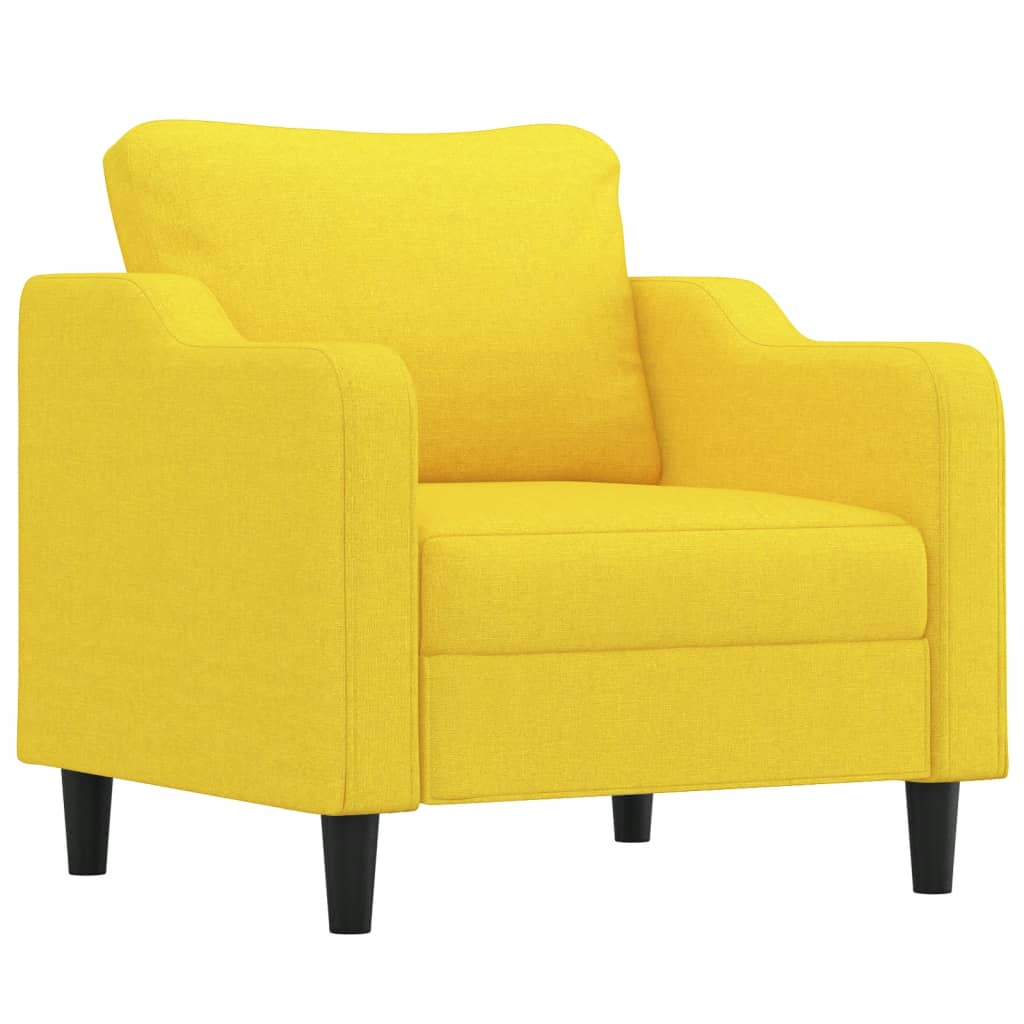 vidaXL Sillón con taburete tela amarillo claro 60 cm