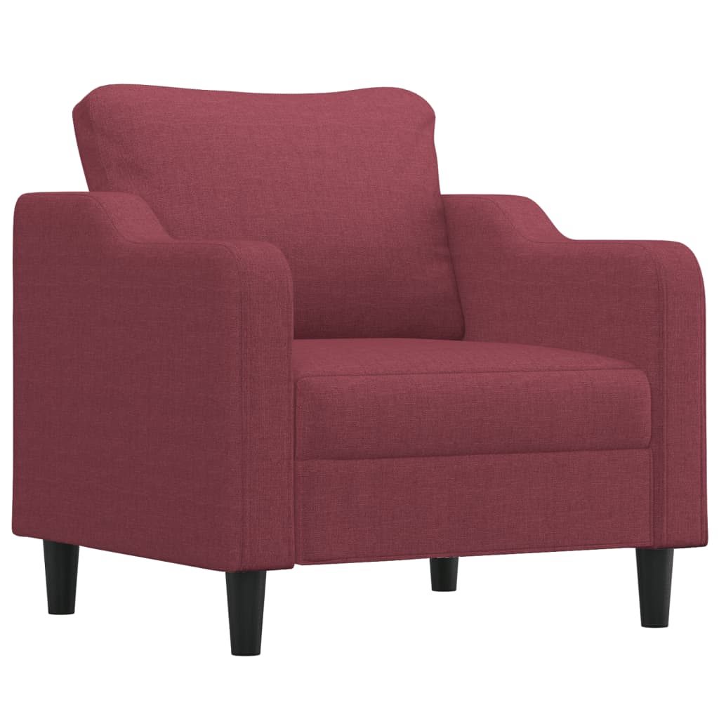 vidaXL Sillón con taburete tela rojo tinto 60 cm