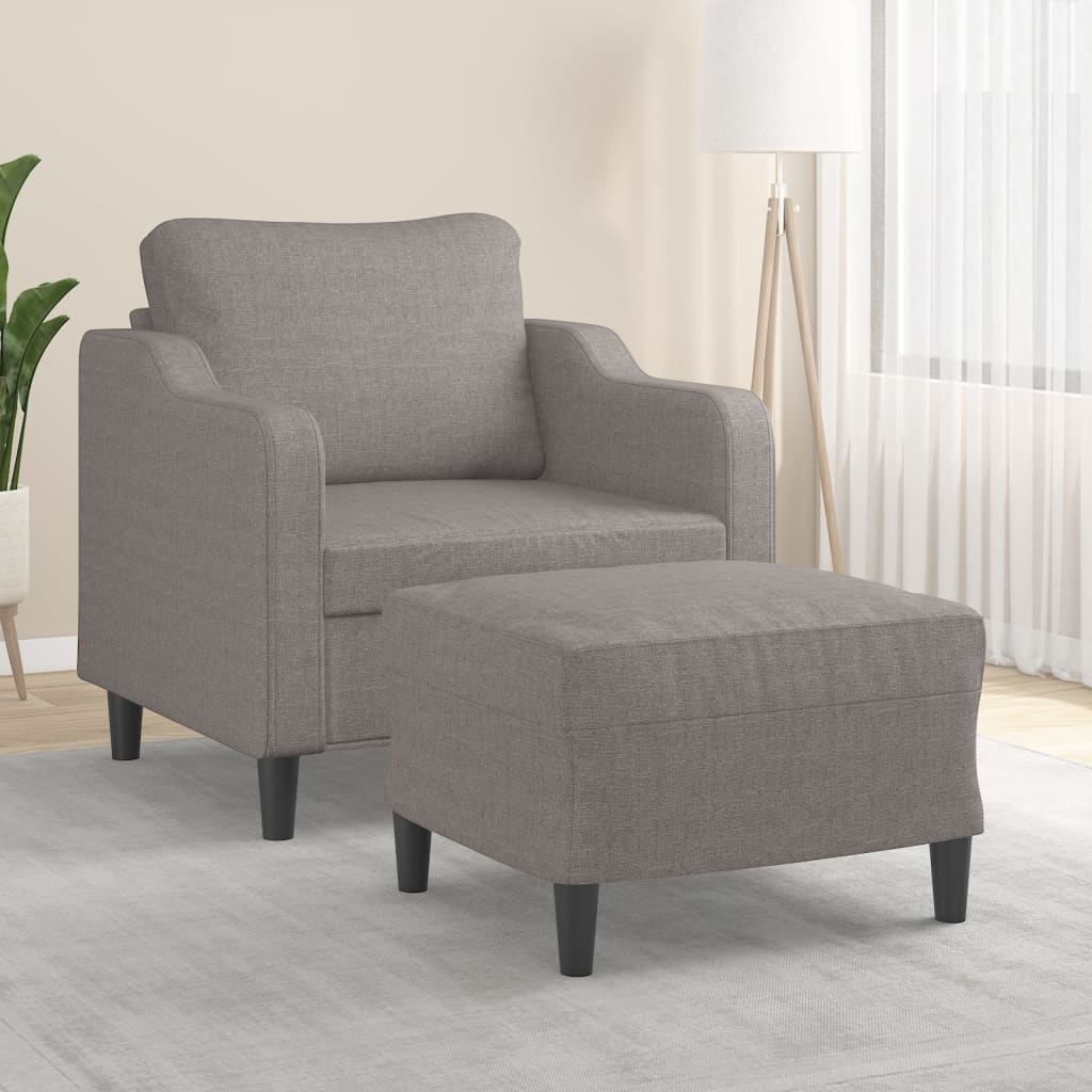 vidaXL Sillón con taburete tela gris taupe 60 cm