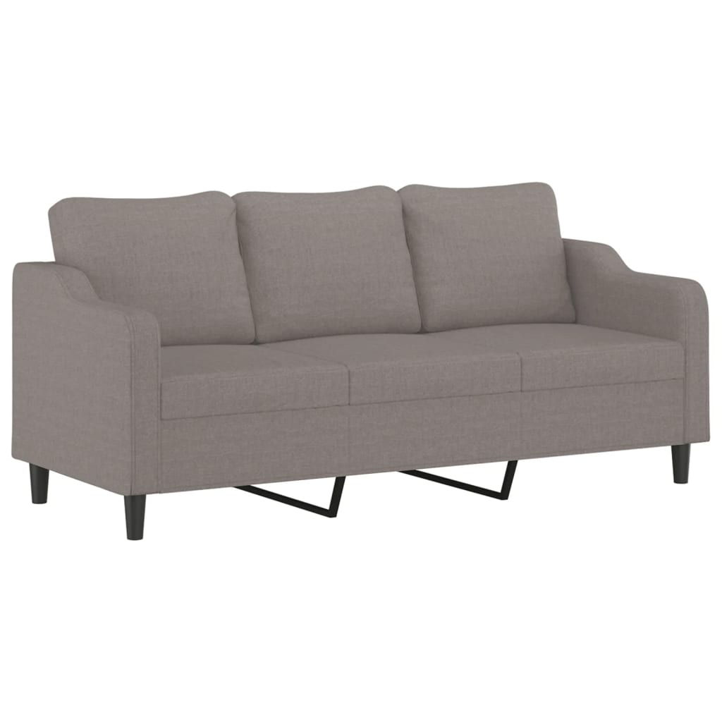 vidaXL Sofá de 3 plazas con taburete de tela gris taupe 180 cm