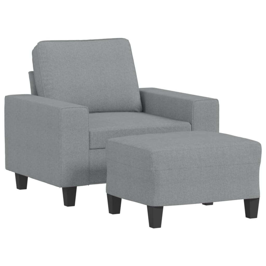 vidaXL Sillón con taburete tela gris claro 60 cm