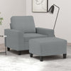 vidaXL Sillón con taburete tela gris claro 60 cm