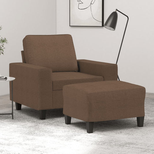 vidaXL Sillón con taburete tela marrón 60 cm