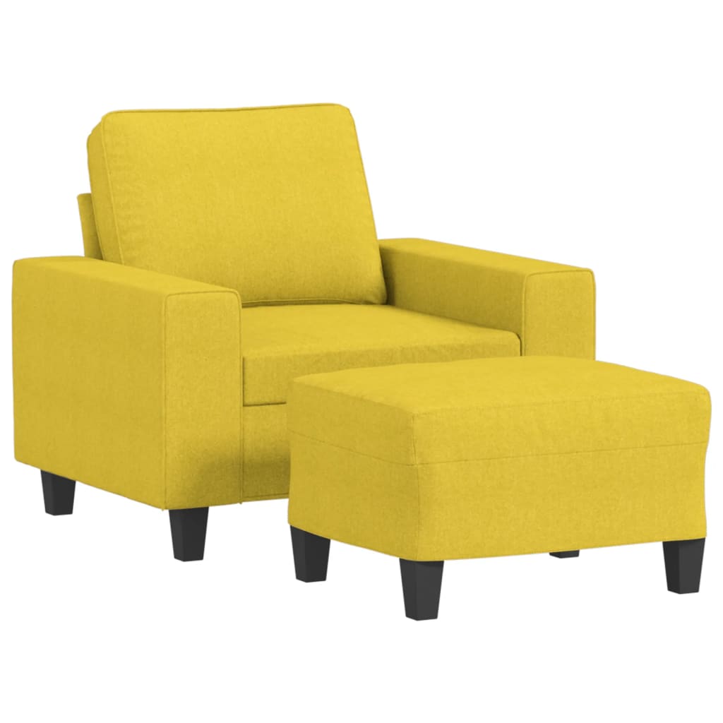 vidaXL Sillón con taburete tela amarillo claro 60 cm