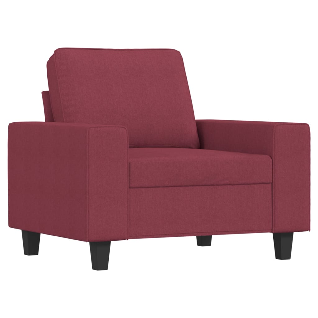 vidaXL Sillón con taburete tela rojo tinto 60 cm