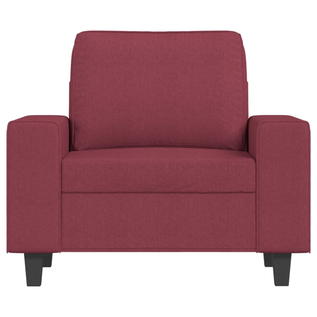 vidaXL Sillón con taburete tela rojo tinto 60 cm