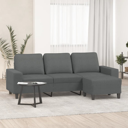 vidaXL Sofá de 3 plazas con taburete de tela gris oscuro 180 cm