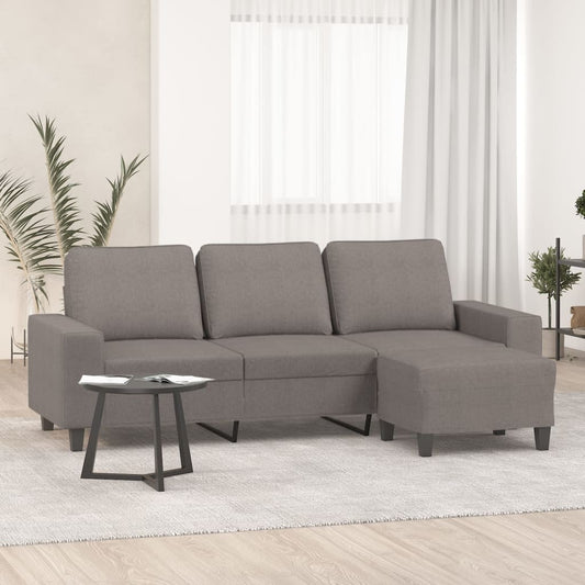 vidaXL Sofá de 3 plazas con taburete de tela gris taupe 180 cm