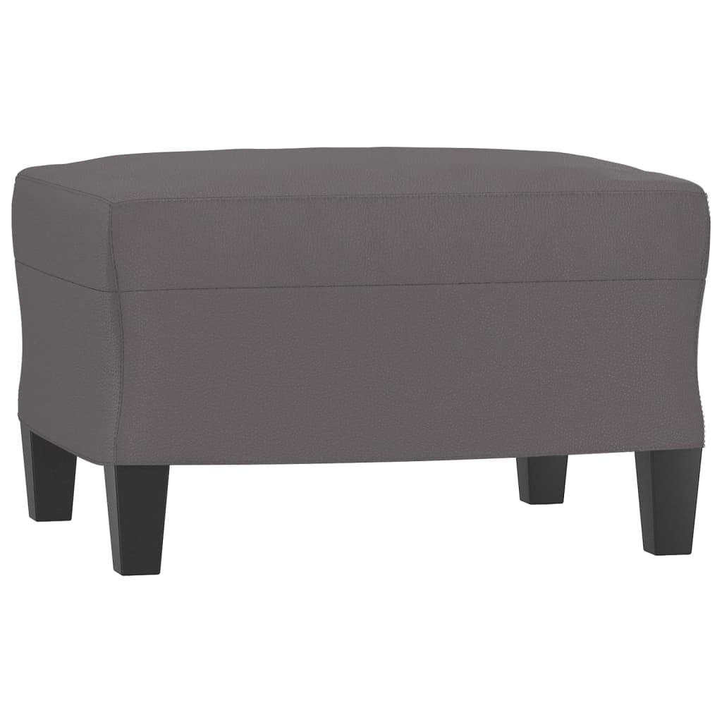 vidaXL Sillón con taburete cuero sintético gris 60 cm