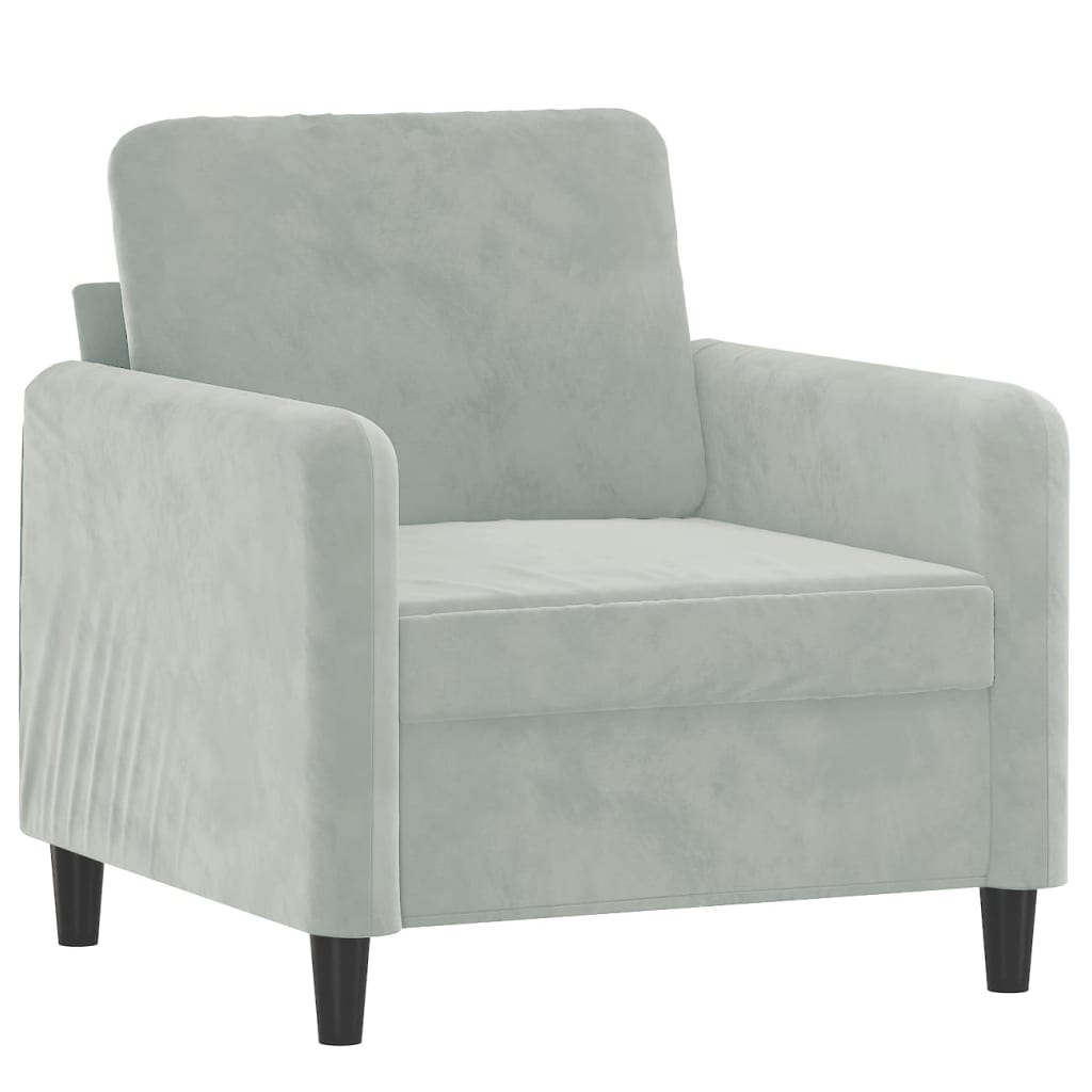 vidaXL Sillón con taburete terciopelo gris claro 60 cm