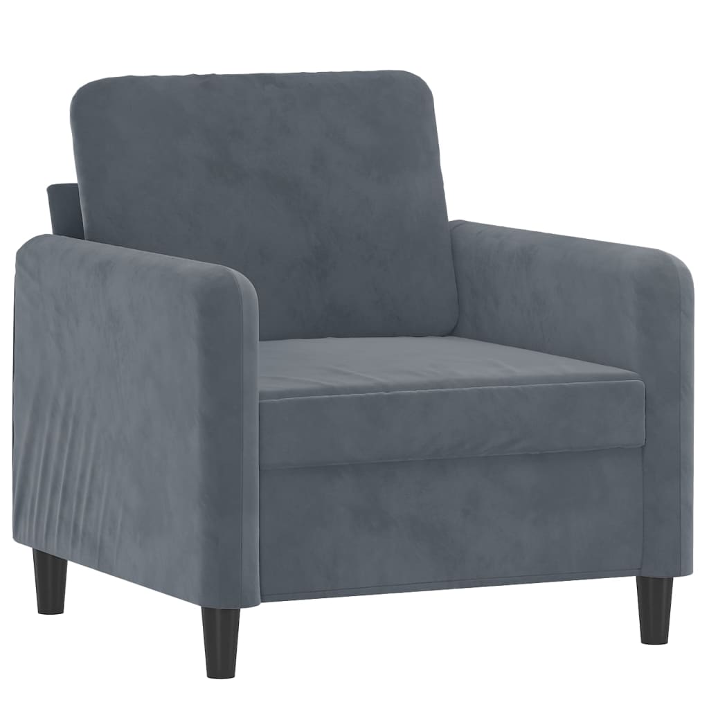 vidaXL Sillón con taburete terciopelo gris oscuro 60 cm