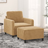 vidaXL Sillón con taburete terciopelo marrón 60 cm