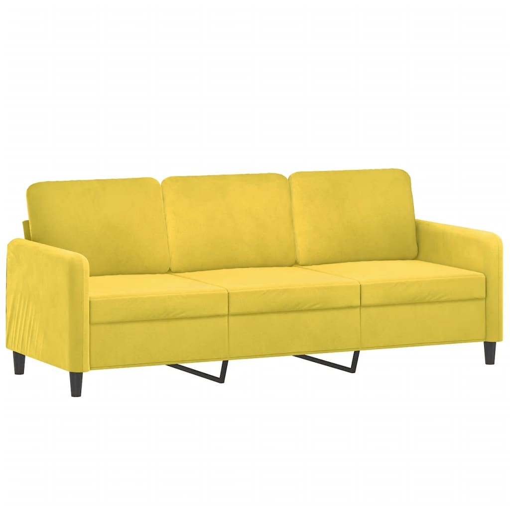 vidaXL Sofá de 3 plazas con taburete terciopelo amarillo 180 cm