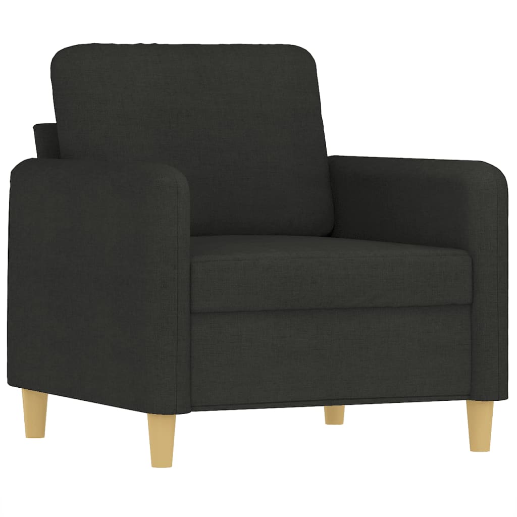 vidaXL Sillón con taburete tela negro 60 cm