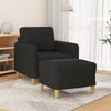 vidaXL Sillón con taburete tela negro 60 cm