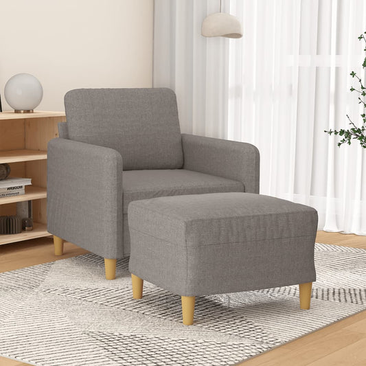 vidaXL Sillón con taburete tela gris taupe 60 cm