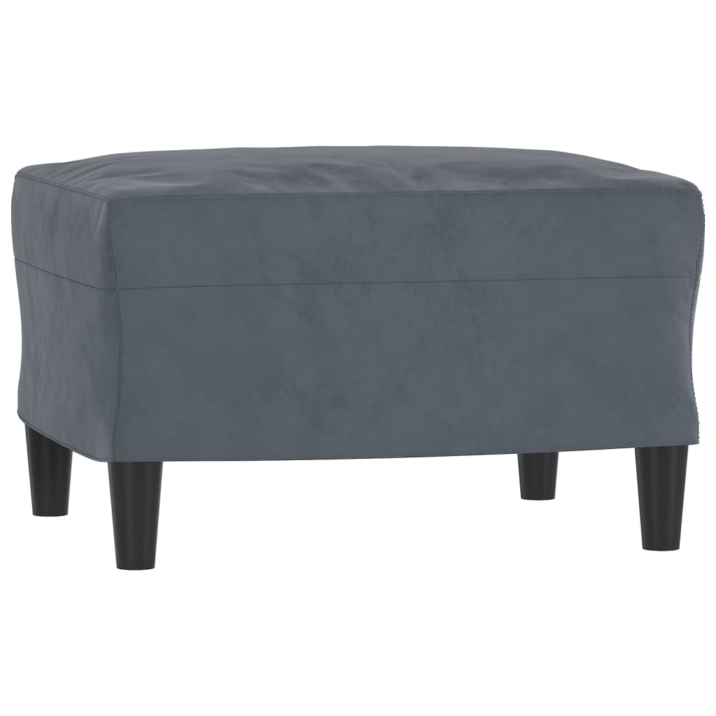 vidaXL Sillón con taburete terciopelo gris oscuro 60 cm