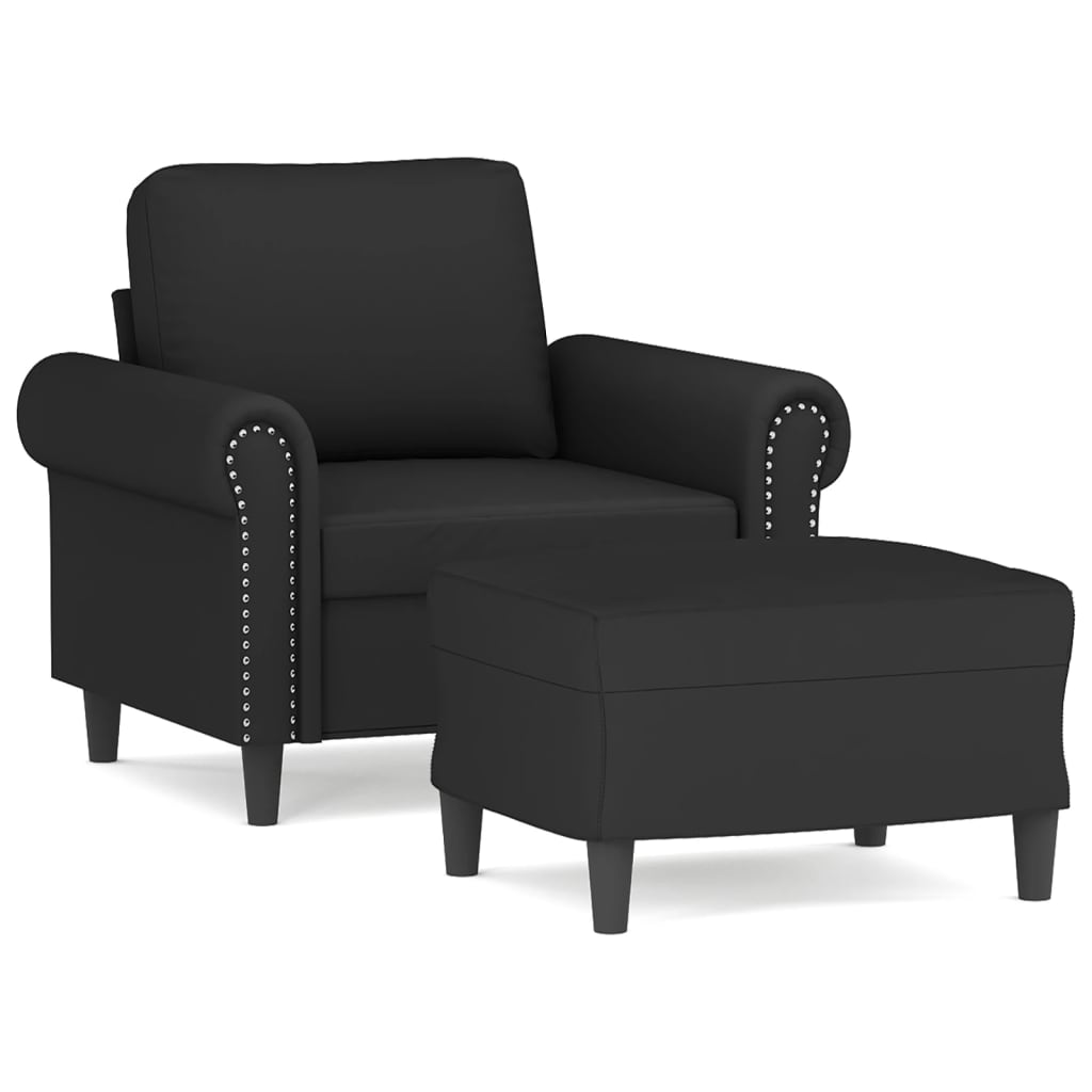 vidaXL Sillón con taburete terciopelo negro 60 cm