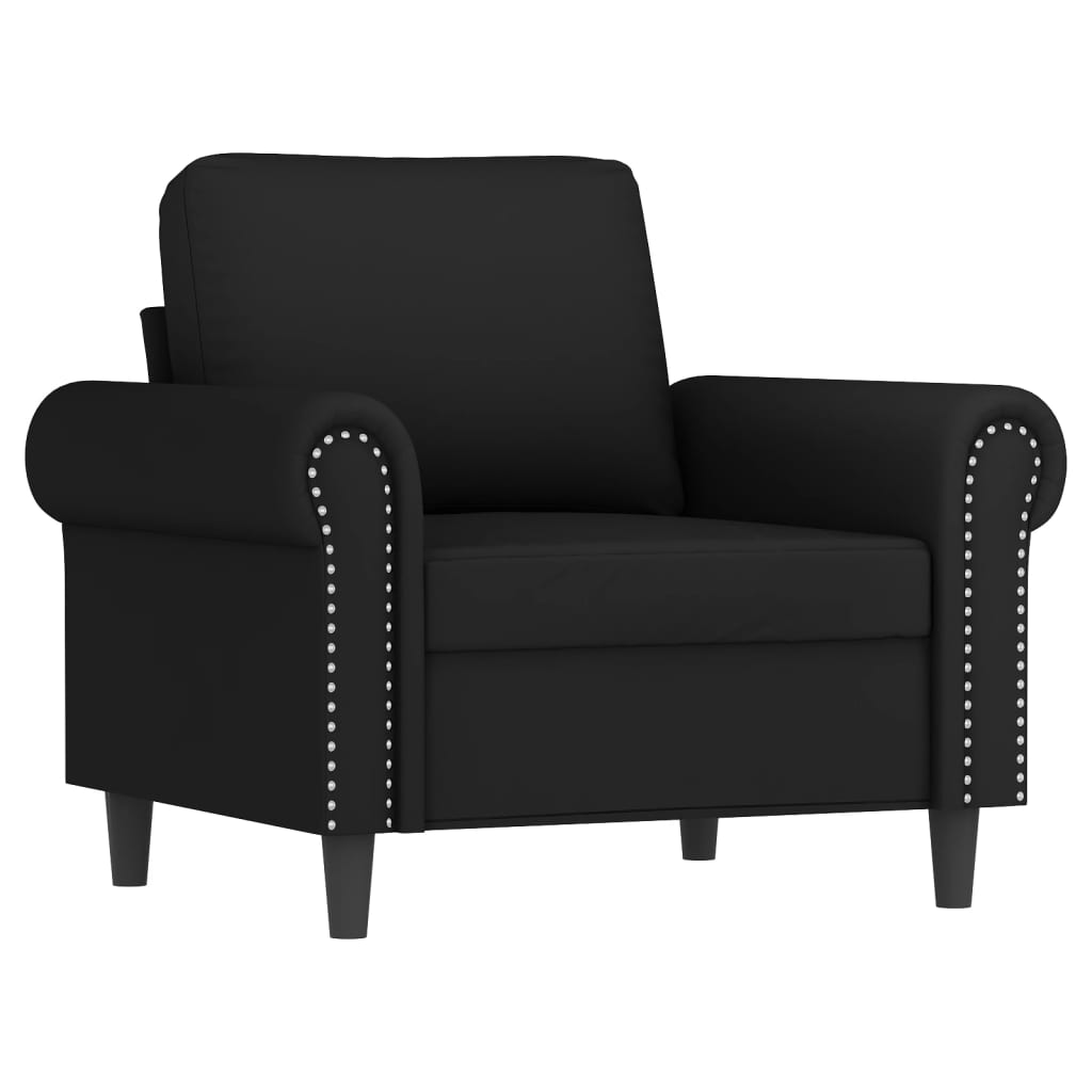 vidaXL Sillón con taburete terciopelo negro 60 cm