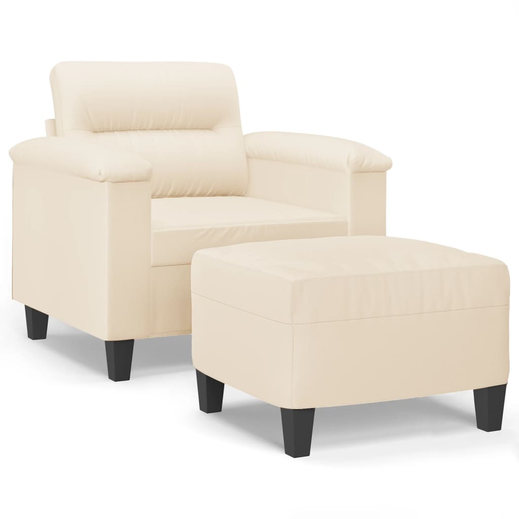 vidaXL Sillón con taburete tela de microfibra beige 60 cm